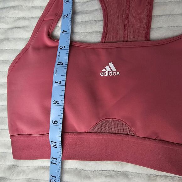 Adidas Sports Bra Pink Mauve Racerback Medium Support Logo Activewear M - Picture 6 of 7